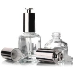 Glass Bottle with Gunmental Grey T-shaped Push-button Pipette Cap
